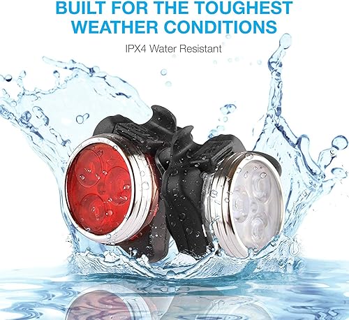 Miniatura 2 de LATOO Juego de luces recargables para bicicleta, luz de bicicleta súper brillante recargable por USB delantera y trasera, 4 opciones de modo de luz,
