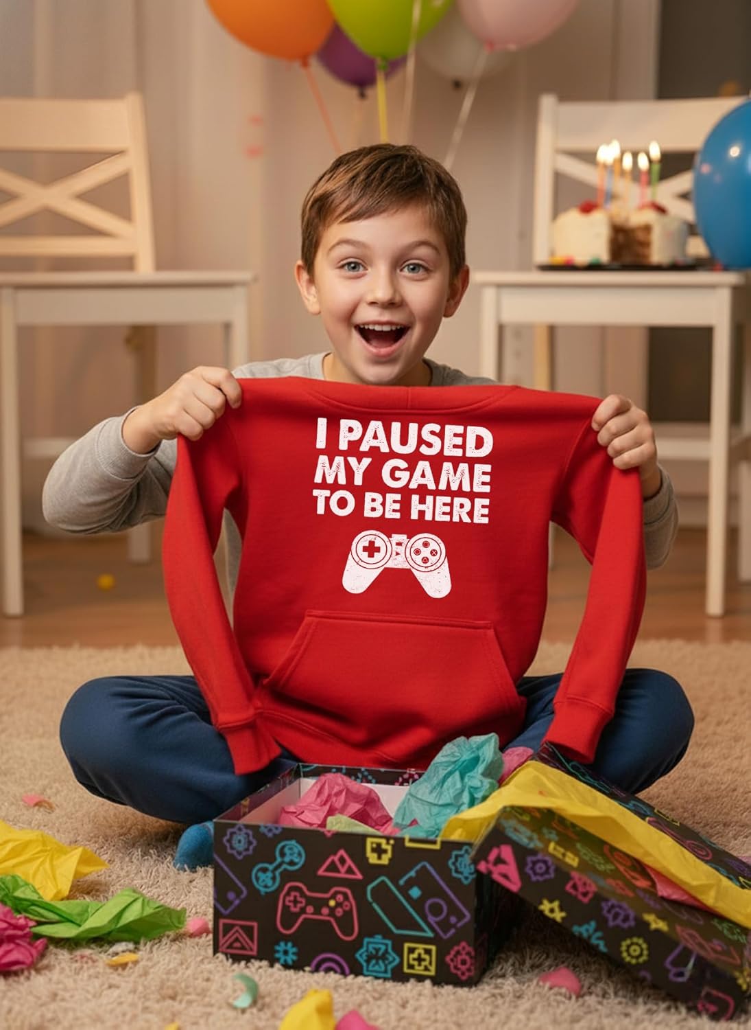 Tstars Funny Kids Gaming Apparel Hoodie Gifts for Gamers I Paused My Game to Be Here Hoodies - Image 6