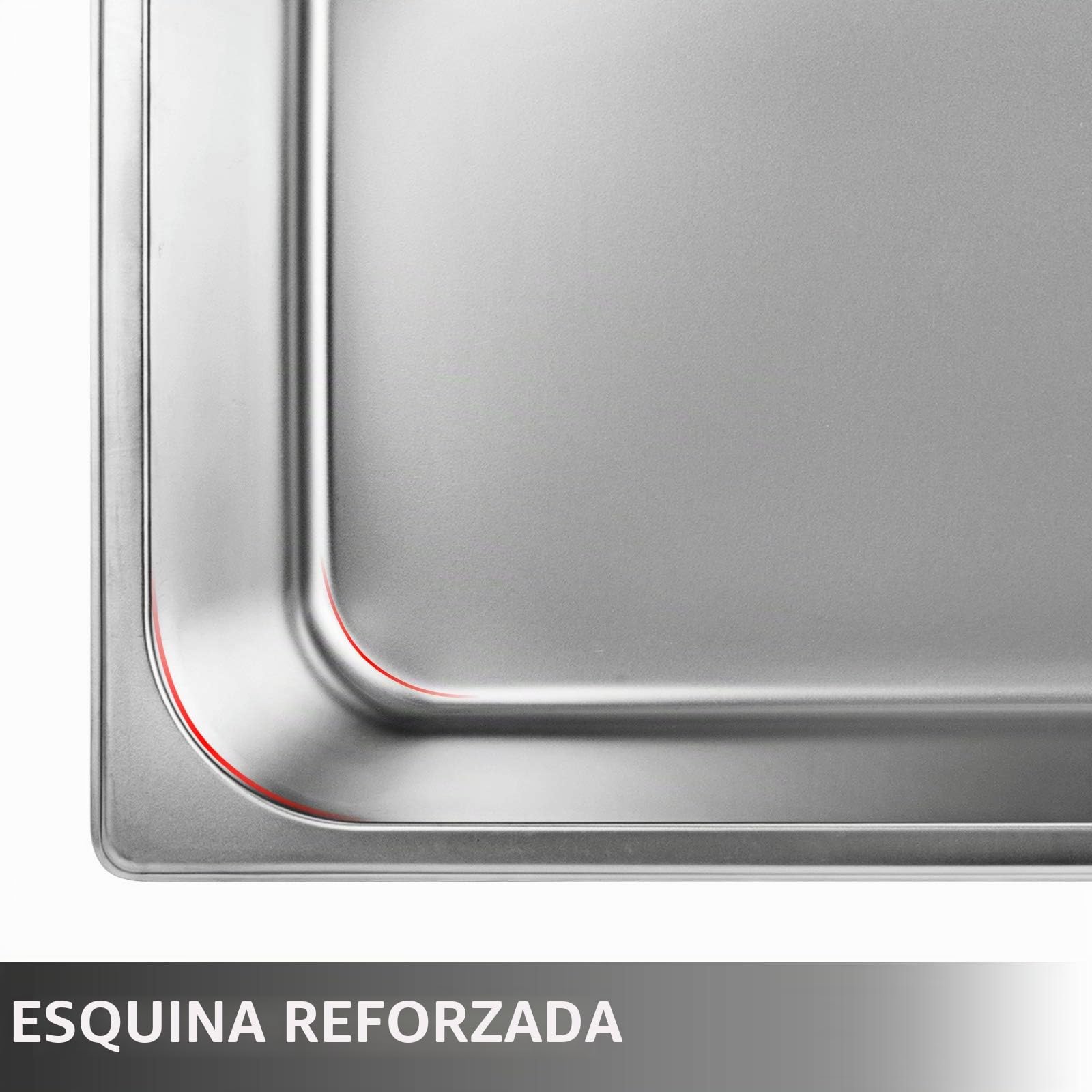 VEVOR Bandeja Rectangular de Acero Inoxidable, 50 x 30 x 15 CM, 6 Unidades Bandeja Honda Rectangular para Servir, Bandeja Profunda para Horno, Bandeja de Acero Inoxidable, Bandeja para Arroz al Vapor