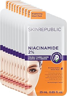 Niacinamide 2% Serum Infused Brightening Sheet Face Mask | Minimises Open Pores | Reduces Dark Spots and Excess Oil | Made in Korea (Pack of 1)