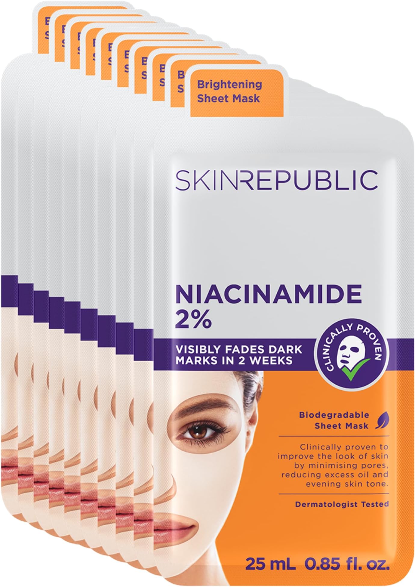 Skin Republic Niacinamide 2% Serum Infused Brightening Sheet Face Mask | Minimises Open Pores | Reduces Dark Spots and Excess Oil | Made in Korea (Pack of 1)
