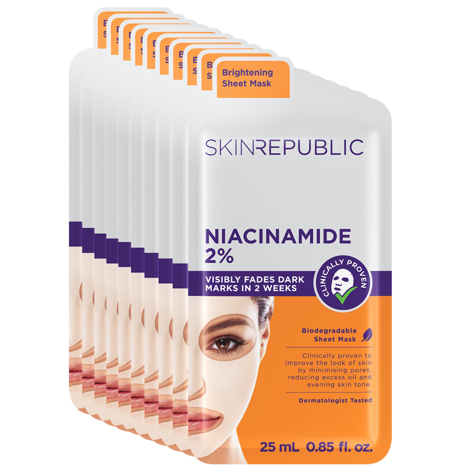 Niacinamide 2% Serum Infused Brightening Sheet Face Mask | Minimises Open Pores | Reduces Dark Spots and Excess Oil | Made in Korea (Pack of 1)