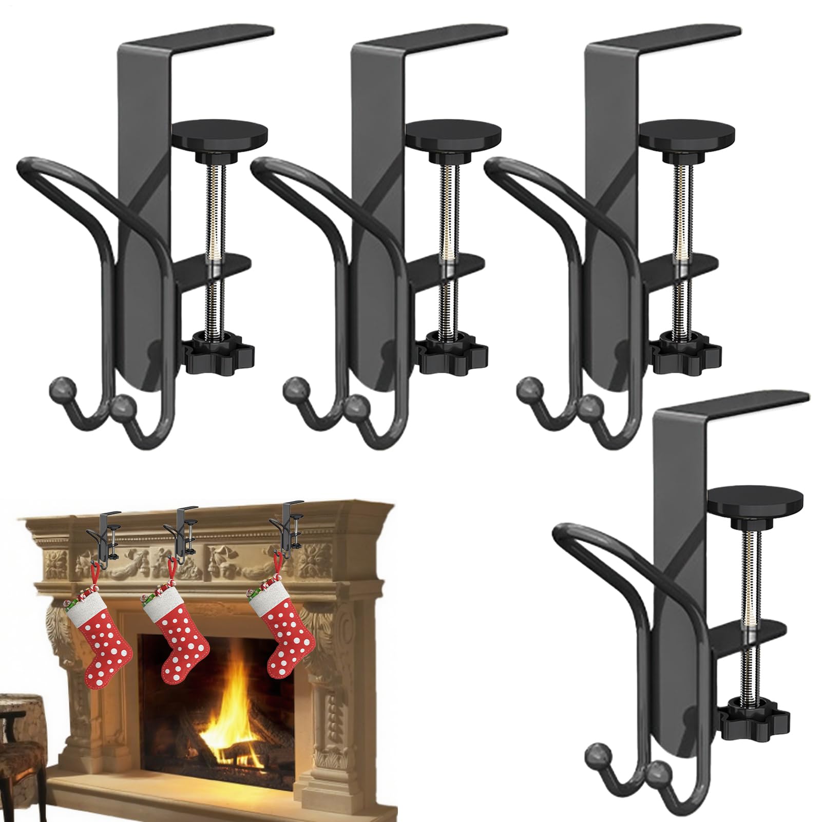 Supports de chaussettes de Noël en métal pour cheminée x4