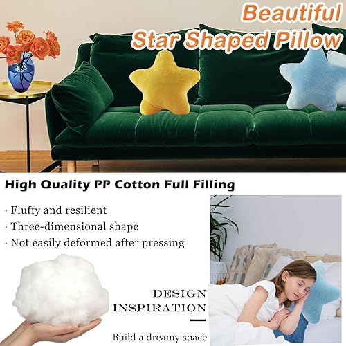 Miniatura 2 de Almohada de estrella de 15.7 pulgadas, almohada de felpa azul en forma de estrella, regalo de decoración de juguete para abrazar