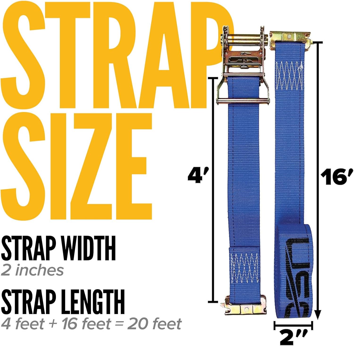US Cargo Control E-Track Ratchet Straps (8-Pack), 4,400 LBS Break Strength, 2 Inch x 20 Foot Heavy Duty Blue E-Track Straps with 4 Foot Fixed End and Spring E-Fittings, Logistic Tiedowns - Image 2