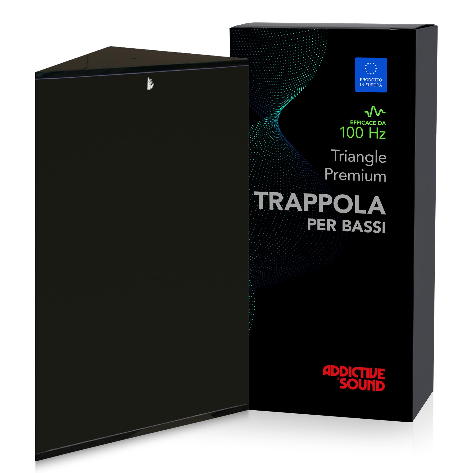 Addictive Sound Bass Trap Angolare Premium - Qualità Studio - Lana Acustica Specializzata 80-2000 Hz - Prodotto nell'UE - Impilabile Autoportante - Garanzia 36 Mesi - 100cm, Nero