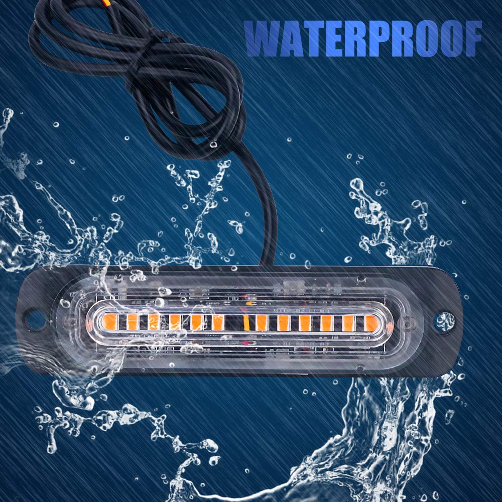 Biqing 8PCS 10 LED Luces Estroboscopicas,12V 24V Luz de Emergencia Luces de Advertencia Precaución Estroboscópico Parachoques Parrilla Cola Cola Luz de trabajo para Caravana Campista Moto Furgoneta