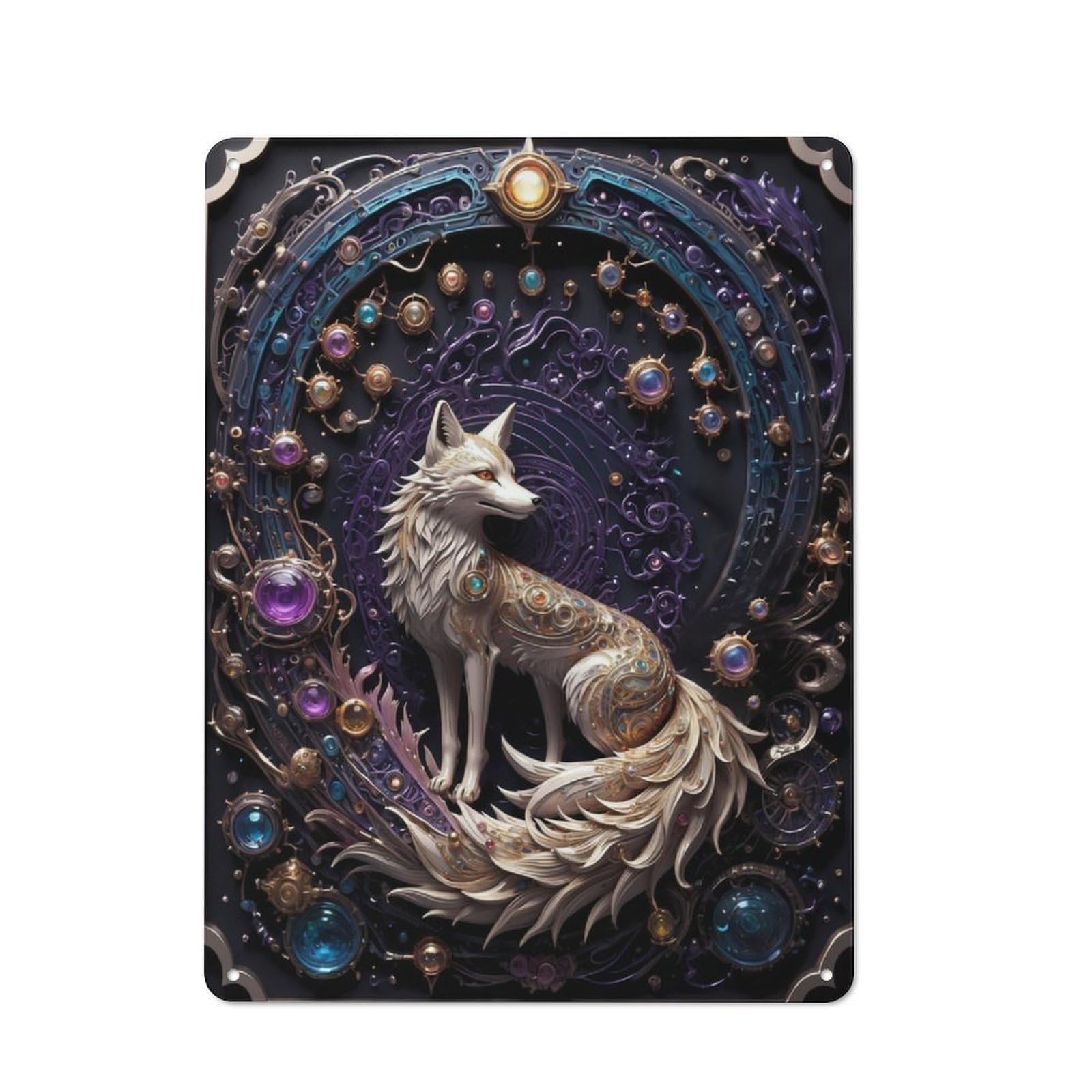 Steampunk Fox Art Office Metal Sign 40x30cm, Understated Office Wall Decor for Workspace, Cafe, Shop Or Desk Area
