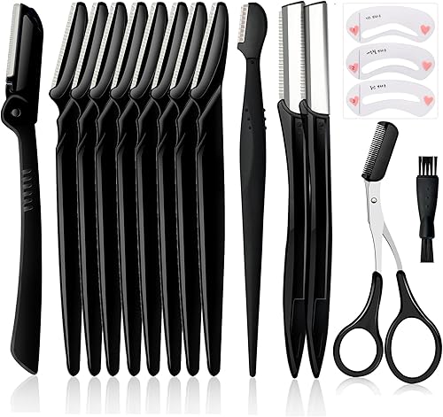 Miniatura 2 de Paquete de maquinilla de afeitar para cejas, multiusos, para mujeres, depilación facial, exfoliante, afeitadora facial de cejas, melocotón,