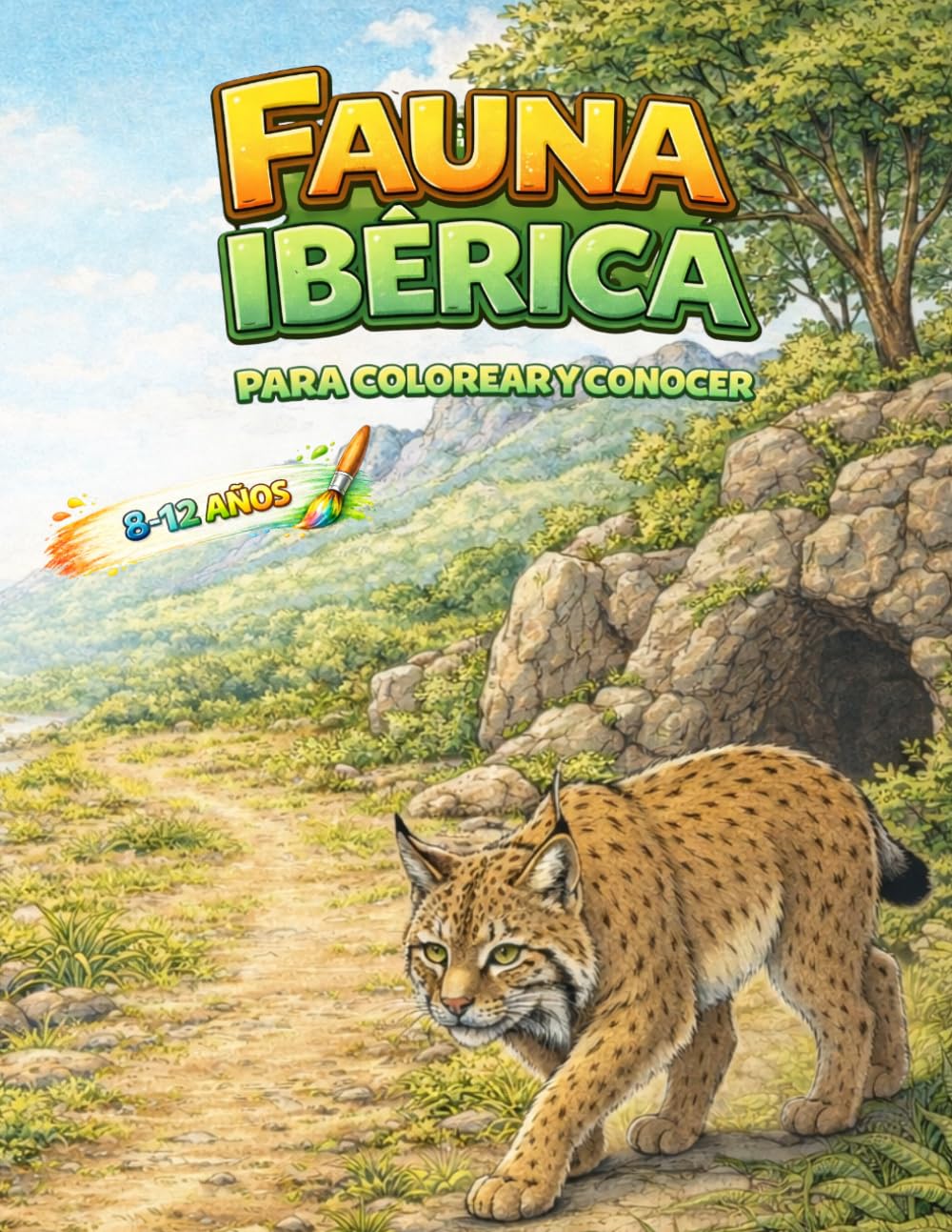 Fauna Ibérica: Aprende y colorea con Alfie: Animales de España para aprender y colorear | Libro educativo de naturaleza para niños de 8 a 12 años