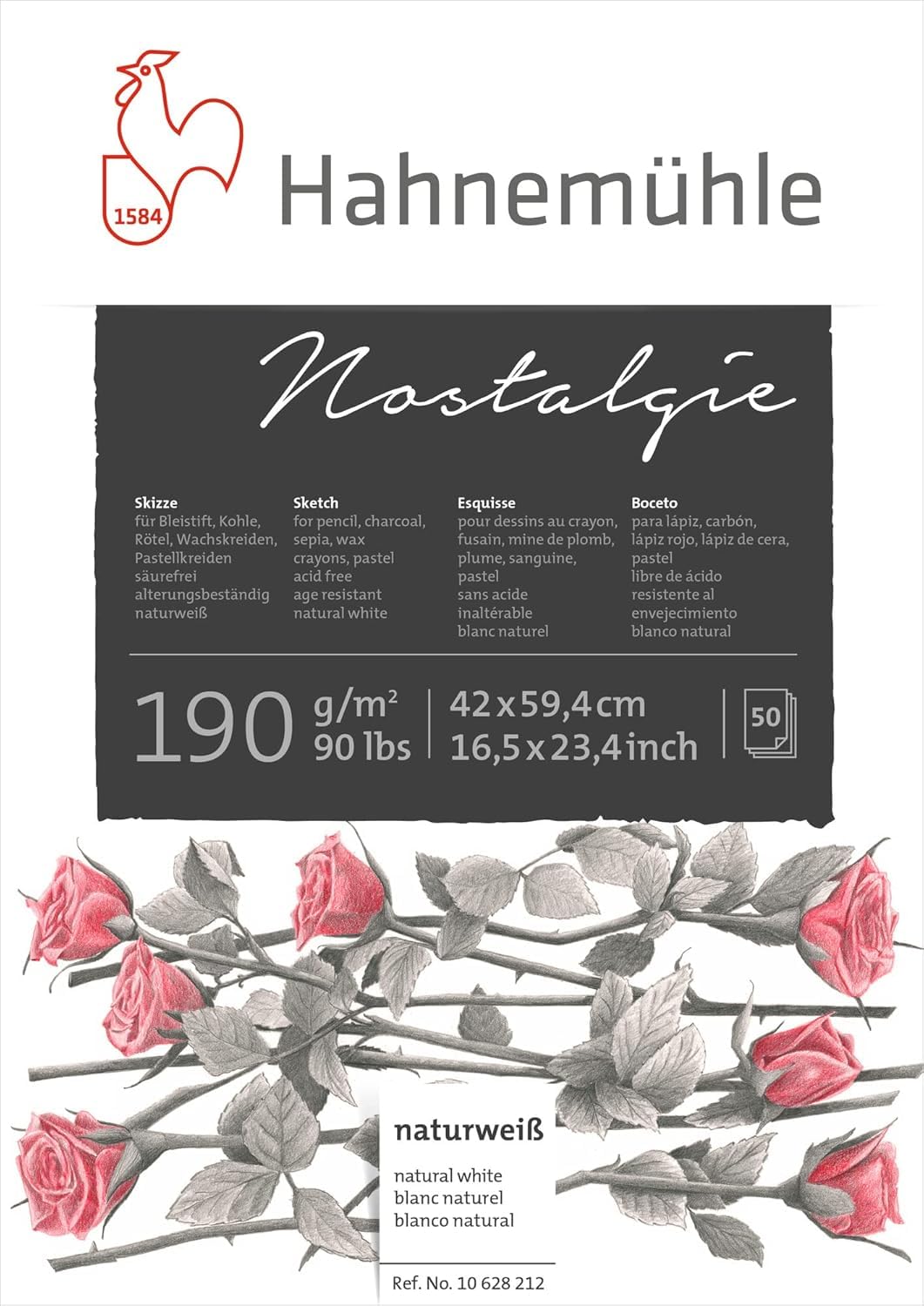 Hahnemühle Skizzenblock Nostalgie, naturweiß, 190g/m², 50 Blatt
