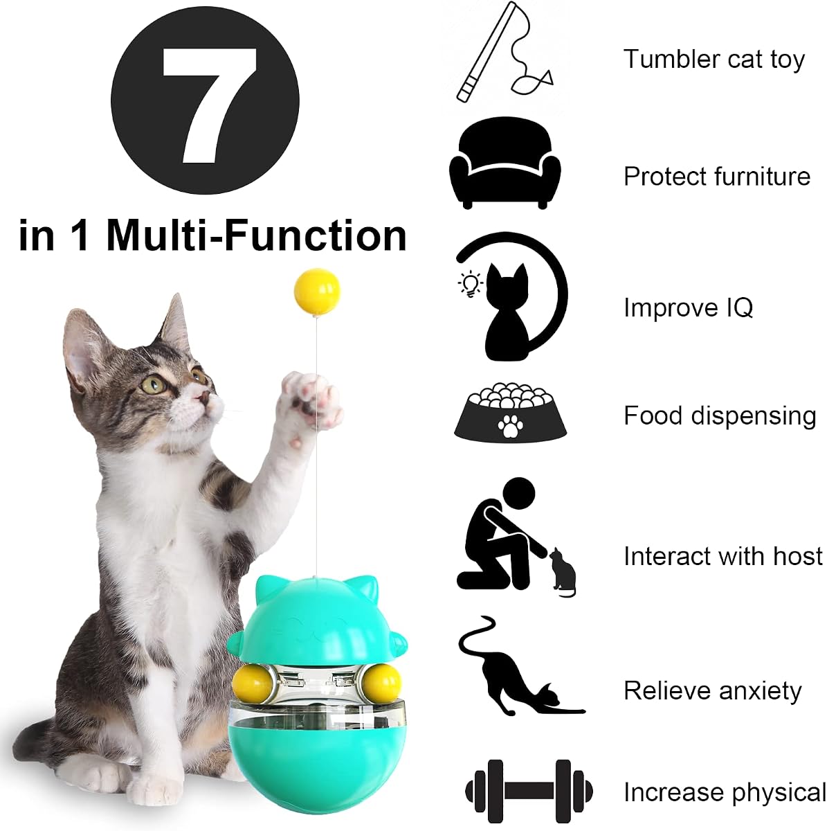 PetSafe Slimcat Feeder Ball Cat Toy, Blue view 3