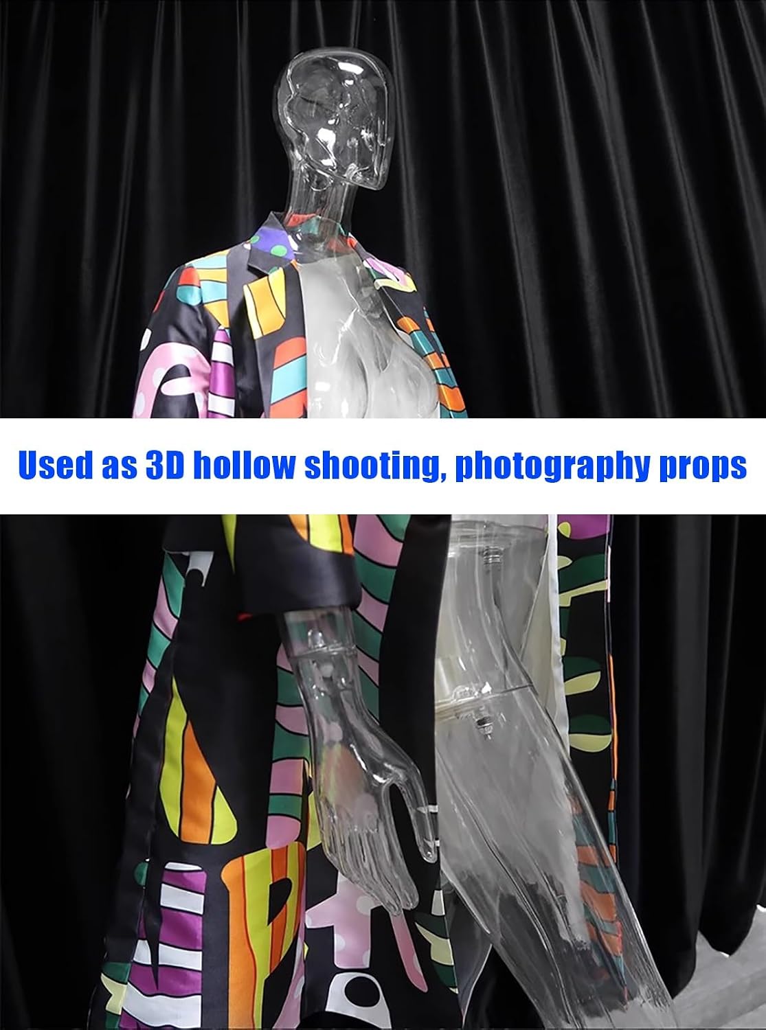 Mannequin Clear Women Dress Form Plastic, Full-Body Mannequin Model Props for T Shirt Sportswear Display, Stable Poseable Female Dummy Torso for Studio ( Color : Clear 2 )