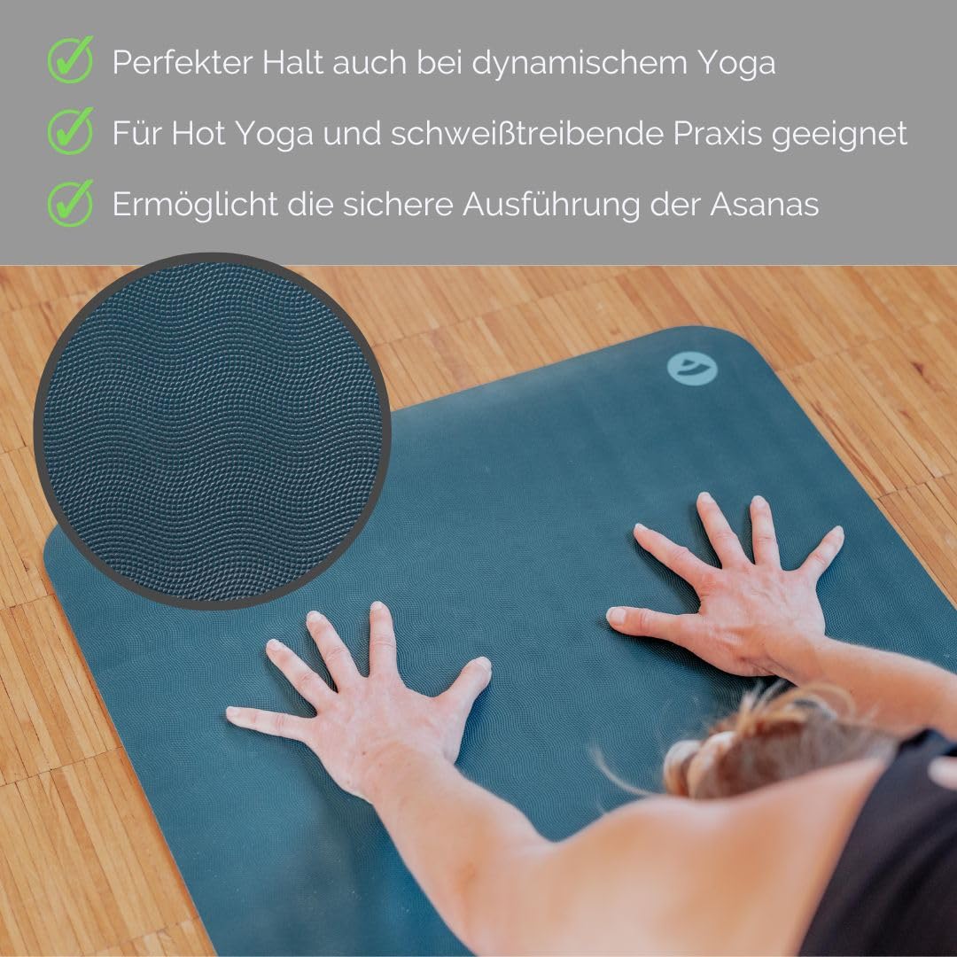 Bodhi Yogamatte ECO PRO XL | Extrem Rutschfester Naturkautschuk | Extra Lang | Ökologisch | Profi-Matte für Yoga & Pilates | Ideal für dynamisches Yoga | 200 x 60 x 0,4 cm