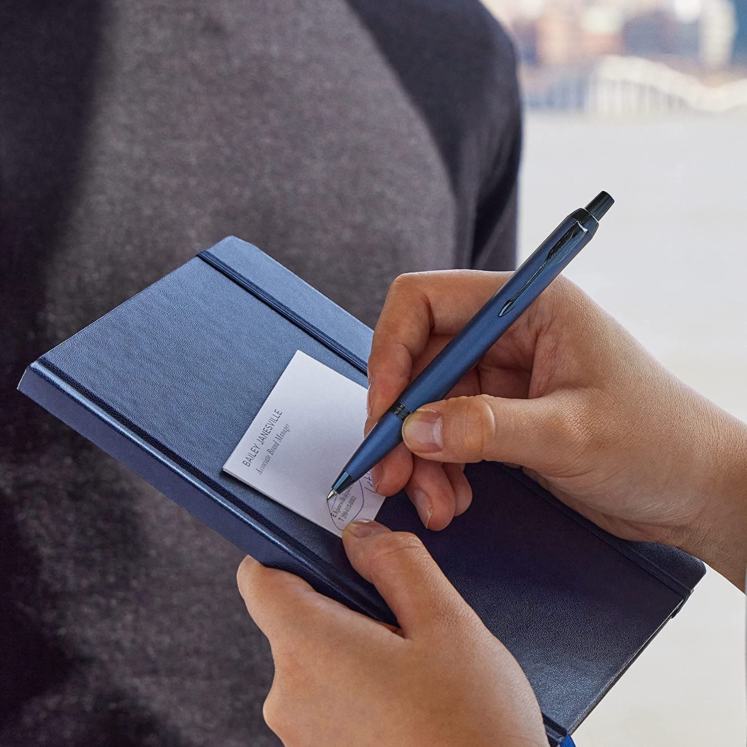 PARKER IM - Bolígrafo monocromático con grabado, bolígrafo premium, caja de regalo, tinta azul, regalo personalizado, nombre grabado, aniversario, cumpleaños, idea de regalo (azul)