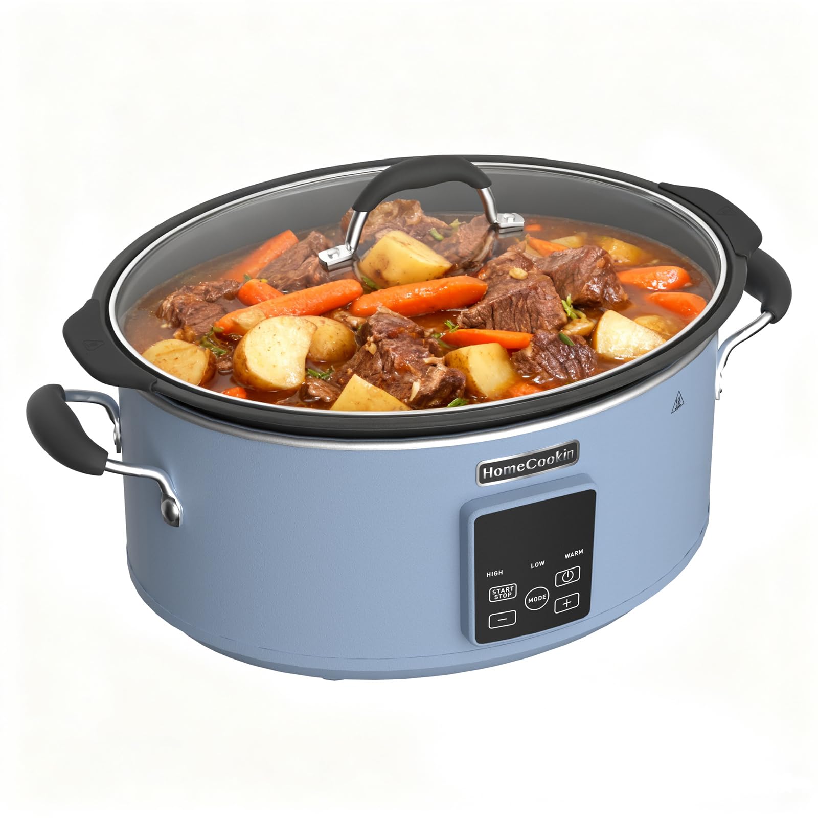 HOMECOOKIN Slow Cooker, Extra Large 10 Quart Programmable Slow Cookers, Dishwasher Safe Glass Lid &amp; Crock, Kitchen Appliance for Families and Gatherings,Blue