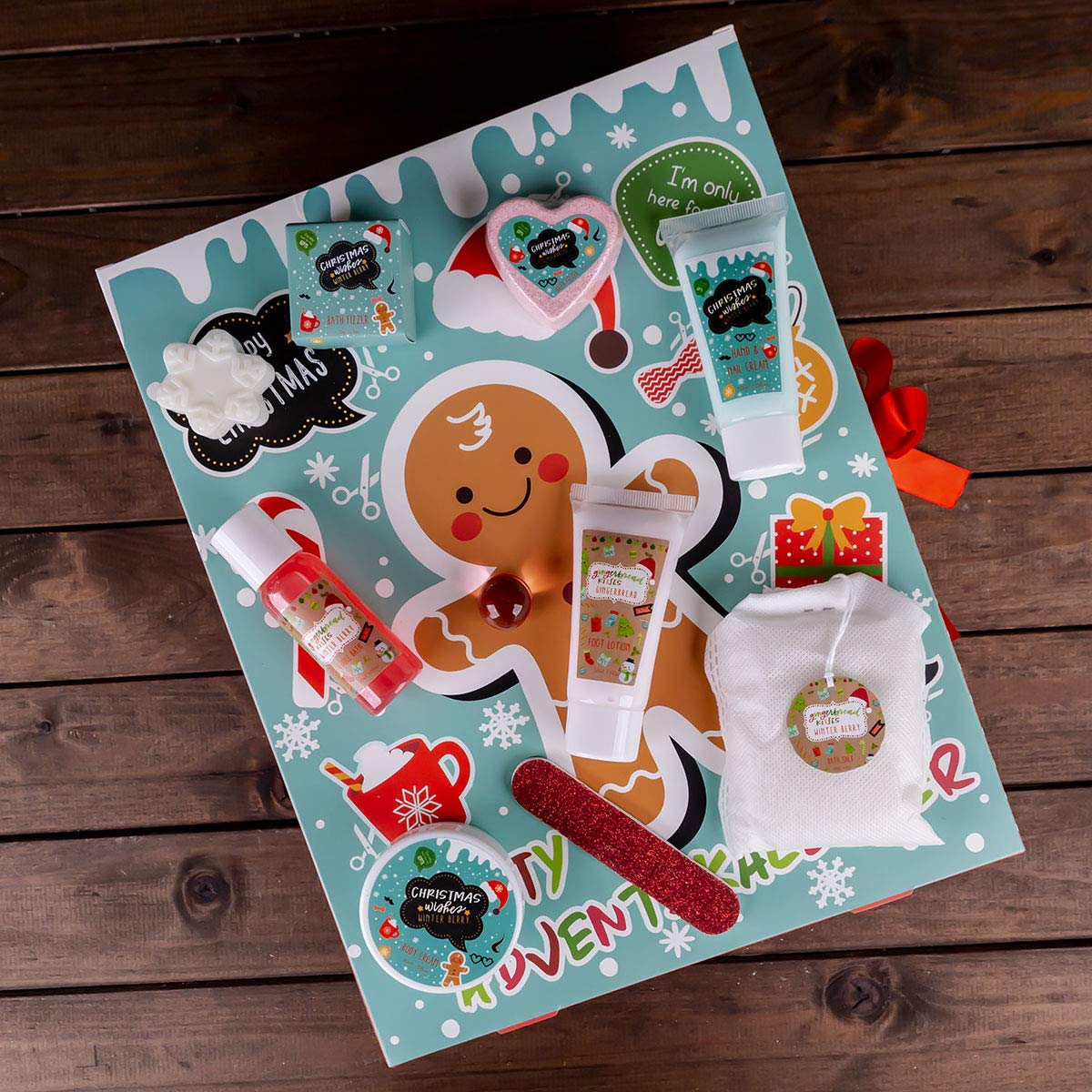 Accentra Xxl Beauty Adventskalender Gingerbread- Weihnachtskalender Für Frauen Und Kinder Im Witzigen Lebkuchen-Mann Design Mit Kosmetik Inhalt: Body Lotion, Badekugeln, Seife, Badesalz Uvw
