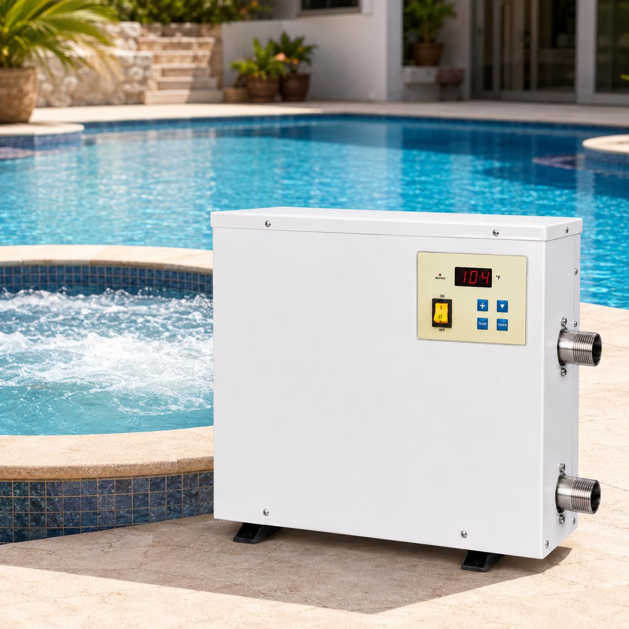 Pompe à chaleur électrique de piscine 18 kW Chauffe-eau pour piscine et spa pour usage résidentiel, chauffage efficace pour piscines creusées ou hors sol