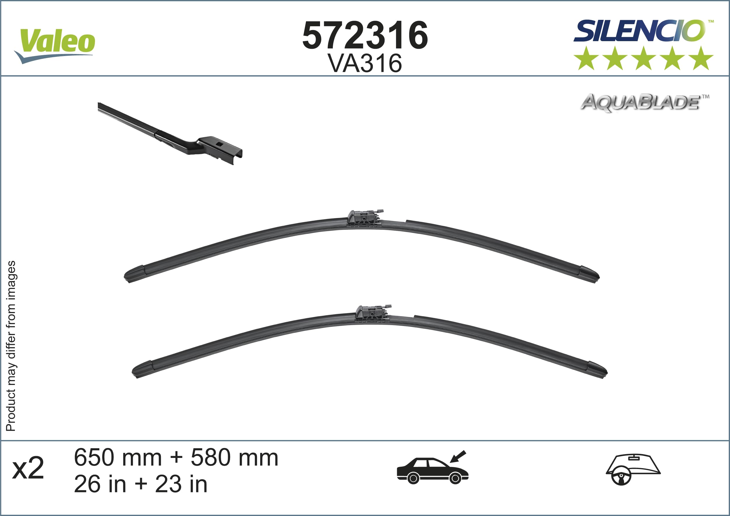 Valeo Silencio 2x AquaBlade Limpiaparabrisas VA316 - Delanteras