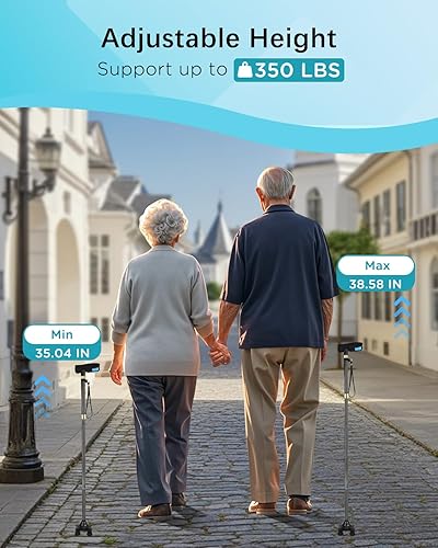 Miniatura 4 de Quad Canes for Women, Folding Walking Cane for Stability Suitable for 5.4FT-6.3FT, Adjustable Self Standing Cane with Pad for Men and Seniors Balance