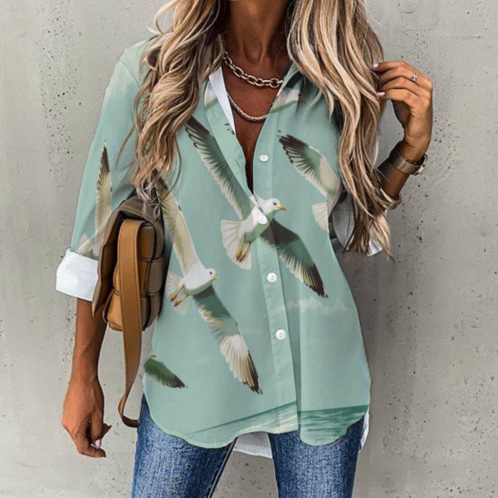 Camicia con Colletto e Gabbiani Volanti Poster Semplice