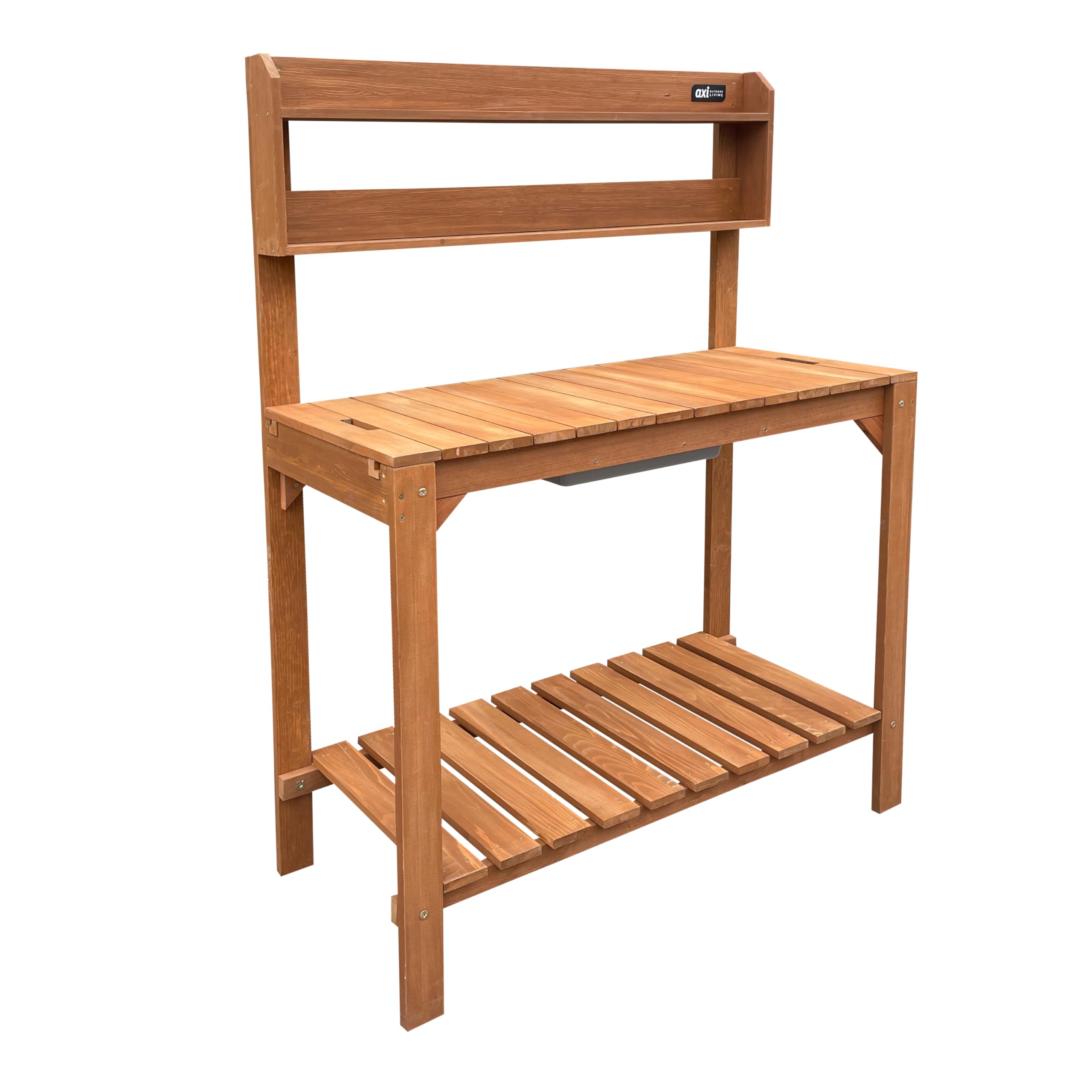 AXI Pflanztisch mit verschiebbarer Arbeitsplatte, Braun | FSC 100% Hemlock-Holz - Praktischer mit Stauraum für Garten/Balkon/Terrasse - 100 x 46 x 140 cm