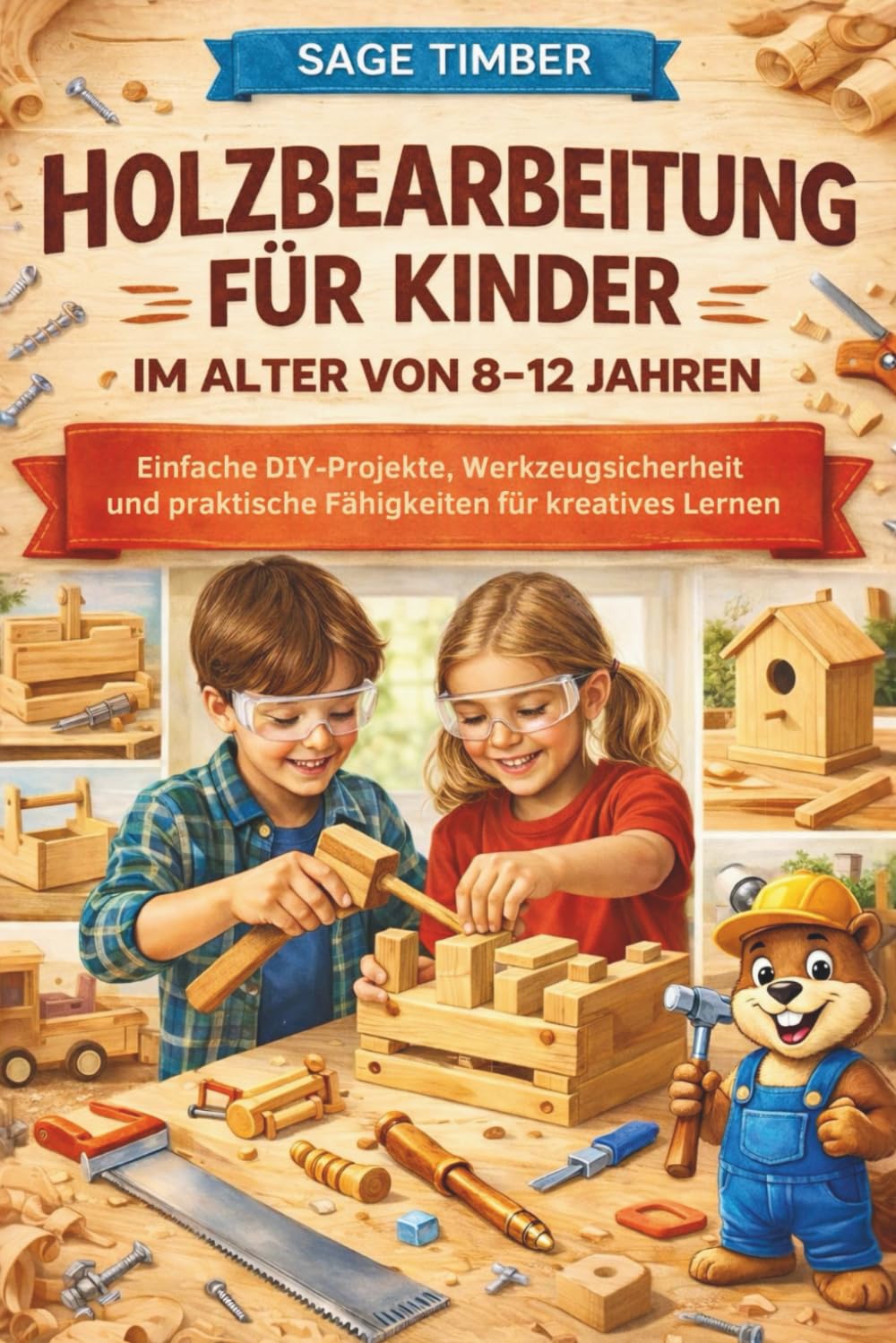 HOLZBEARBEITUNG FÜR KINDER IM ALTER VON 8–12 JAHREN: Einfache DIY-Projekte, Werkzeugsicherheit und praktische Fähigkeiten für kreatives Lernen