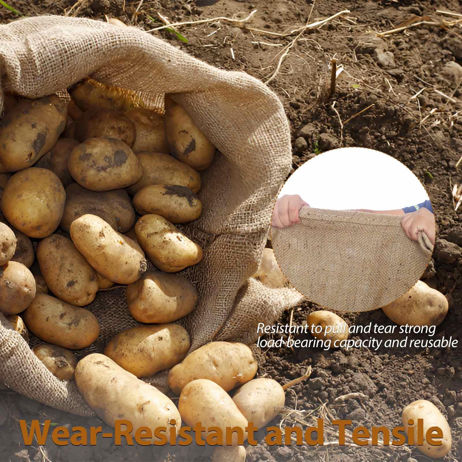 Sac Toile de Jute,3 Pièces Sac en Toile de Jute 60 x 100 cm,Sac Pomme de Terre Jute pour Le Stockage des Aliments,Le Jardinage
