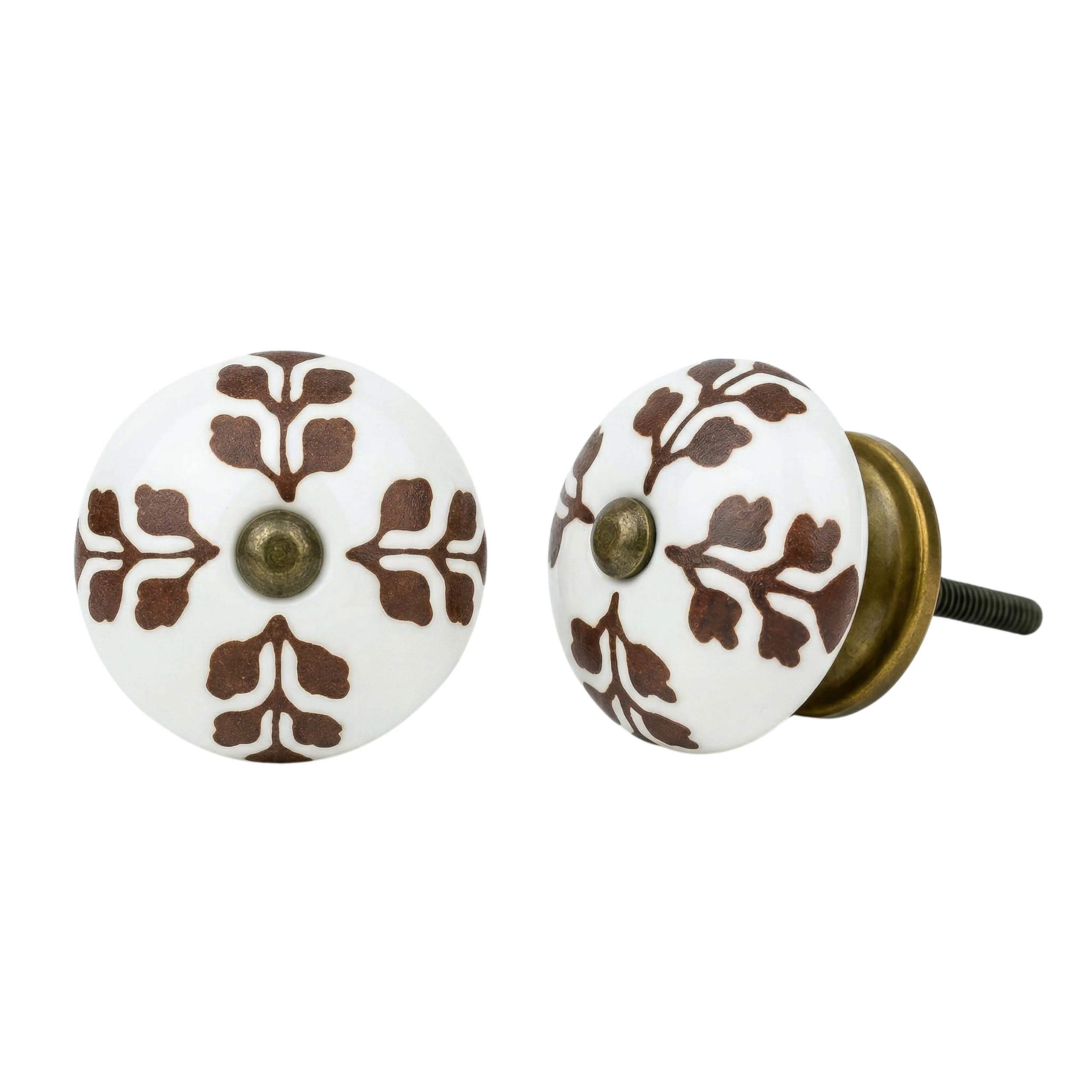 Indian-Shelf 2 Pack Brown Leaf Flower Ceramic Premium Drawer Knobs for Kitchen Cabinet Hardware Door Decorative Dresser Pulls Craftsmanship-Brown Knobs-Ceramic Door Knob-Leaf Flower Main Door Handle-picture-12
