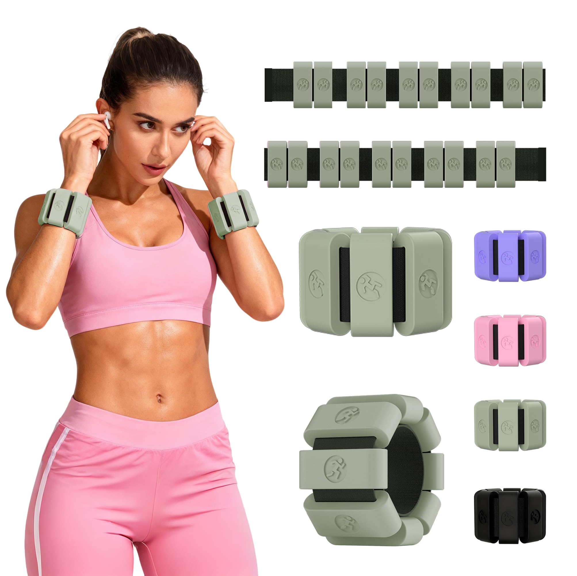 Pesi da polso regolabili per donne e uomini, pesi per gambe per donne, 0,3 kg - 0,5 kg ciascuno, per passeggiate, yoga, danza, sbarra, palestra