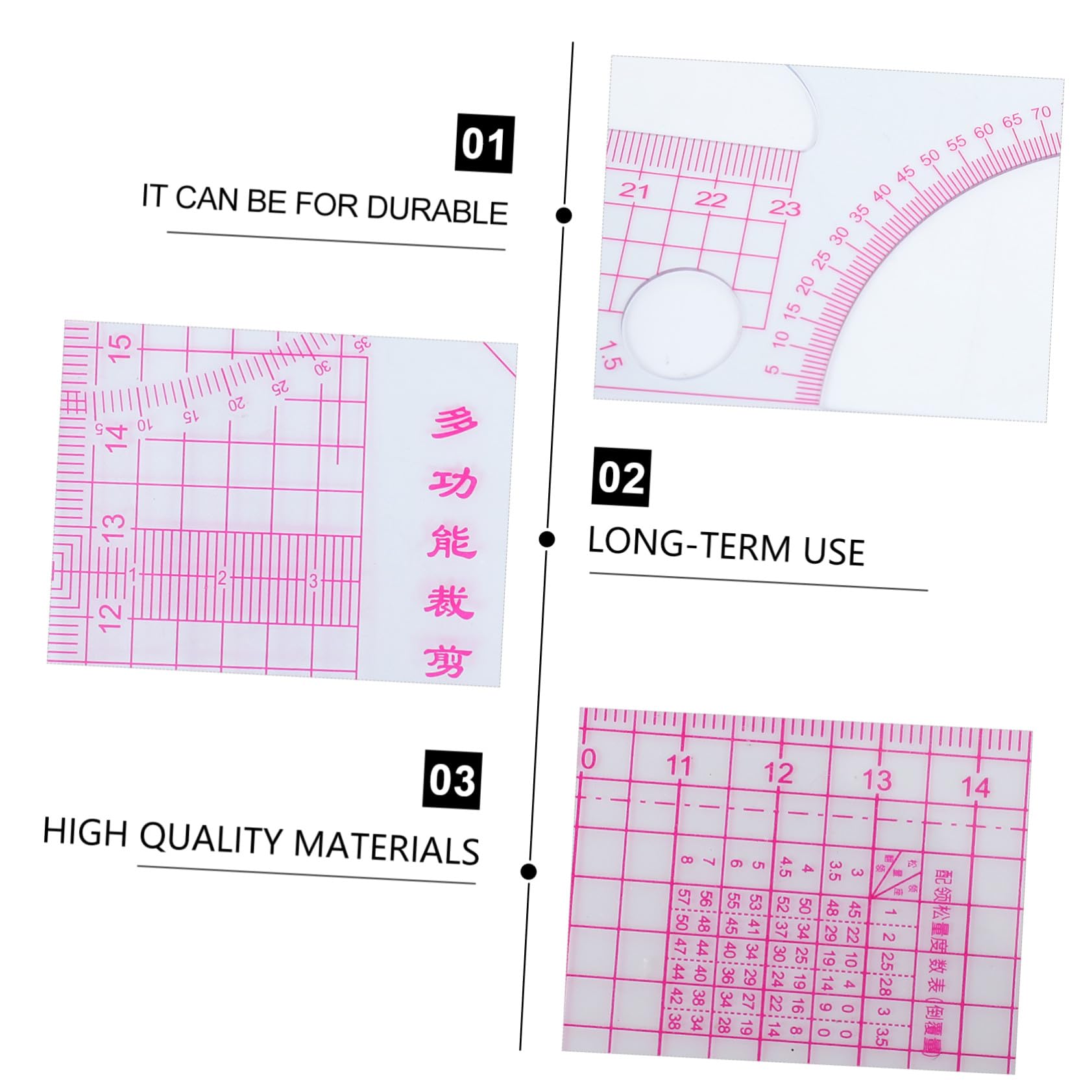 Juego de Reglas de Costura de Plástico Rosa para Confección y Patchwork, 6 Piezas Curvas para Diseño y Corte Preciso en Ropa