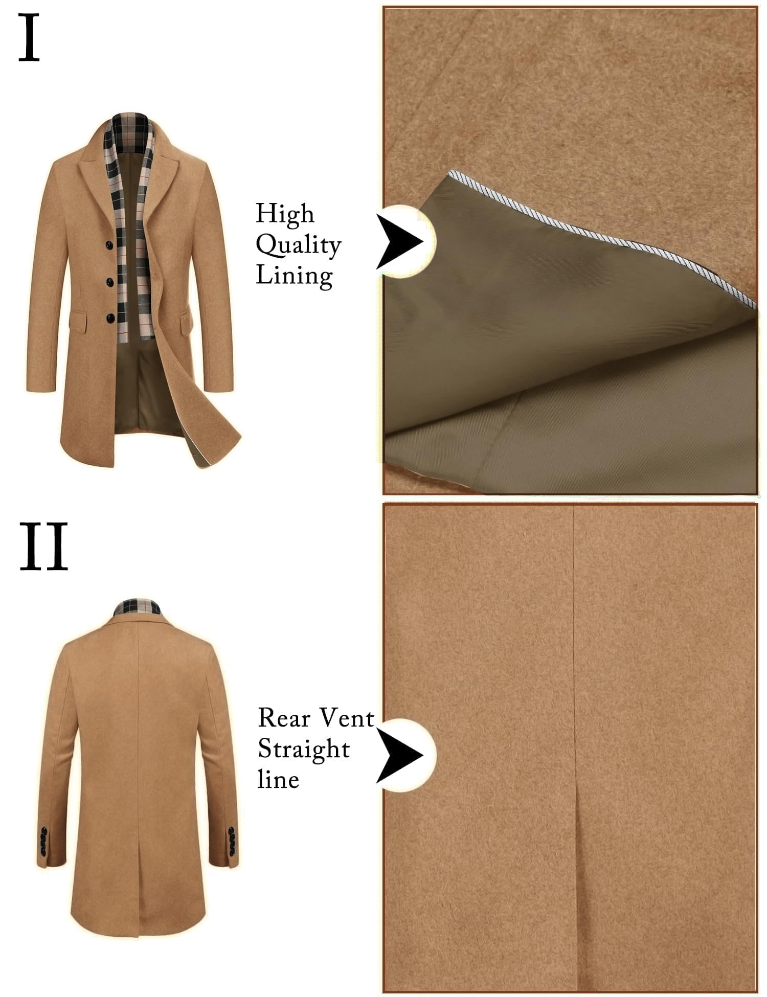 COOFANDY Herren Pea Coat Erbsenmantel