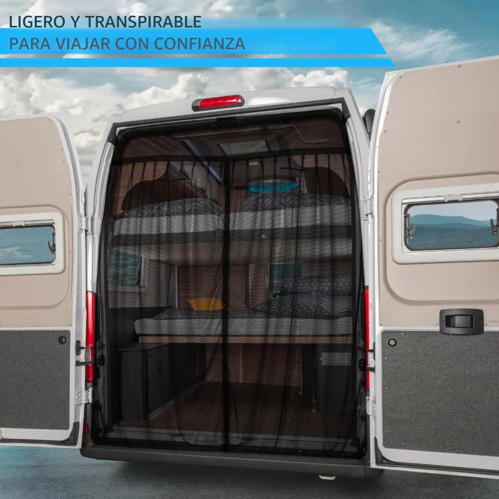 Mosquitera de Coche JinsenTGG Reemplazo para FIAT Ducato/Peugeot Boxer/Citroen Relay 2006-2024 (X250/X290 H2/H3/L2L3L4), Mosquitera Magnética de Una Capa para Puerta Trasera