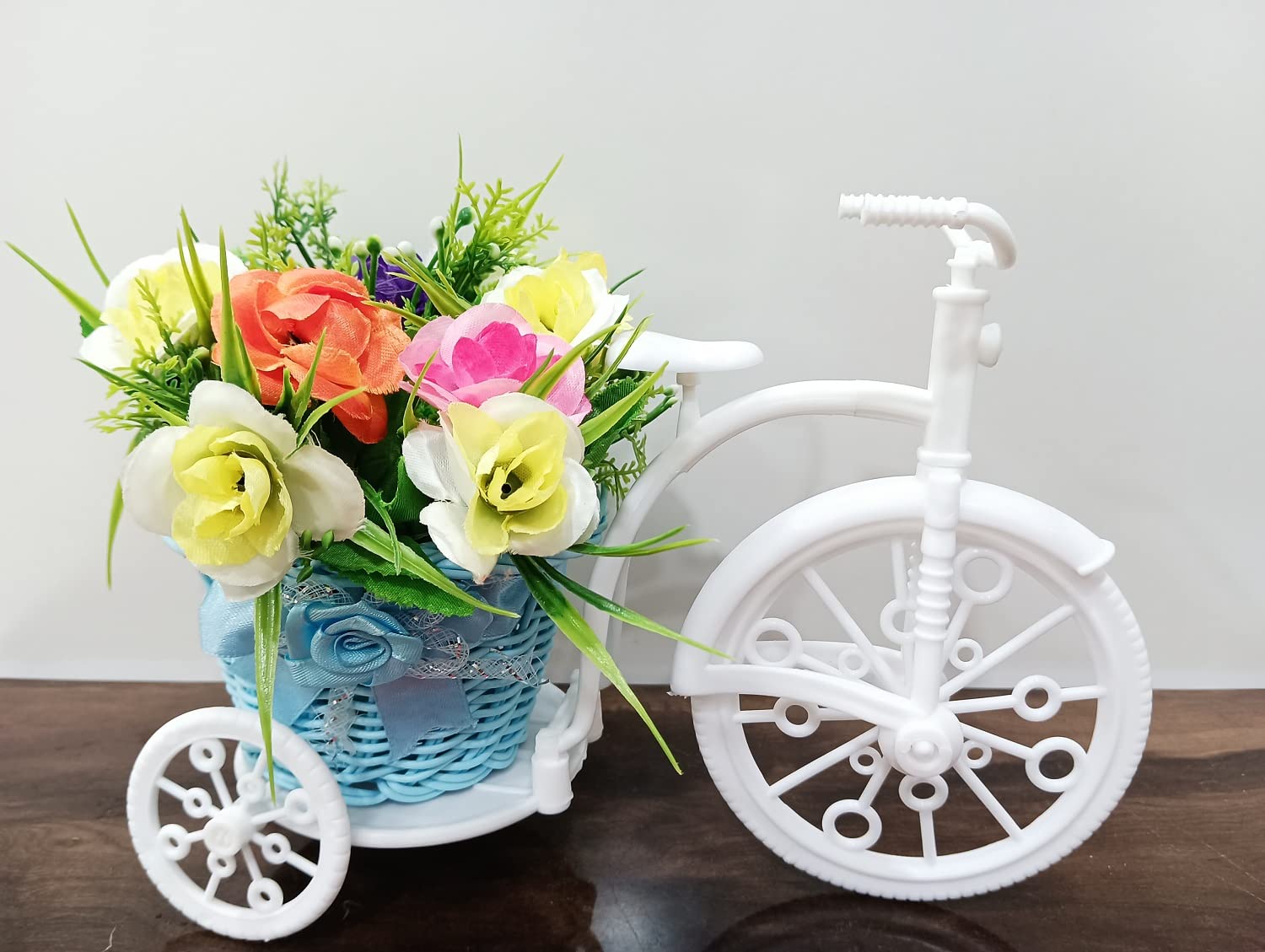 VRB Dec™ Cycle Shape Flower Vase with Flower Bunches for Centre Table, Bedroom, Living Room,Home Decoration and Gift (Pack of 1) (Blue Basket),fabric (B09YCNT9MR) Amazon Price History, Amazon Price Tracker