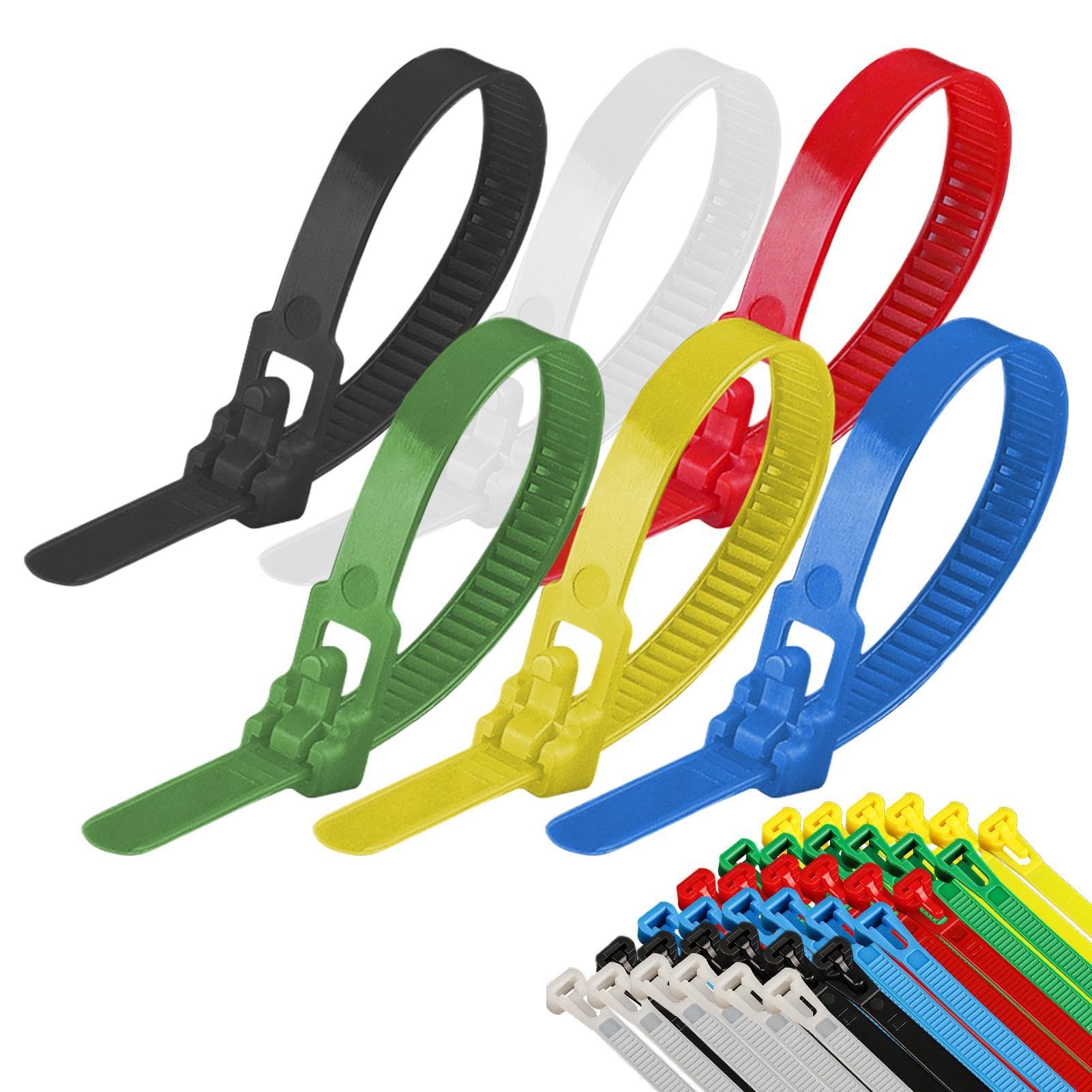 Nylon Cable Wire Ties | Self-Locking Zip Ties - Nylon Cable Ties Color Releasable Cable Zipper Cable Ties Fastening Loop for Indoor and Outdoor Multipurpose Cable Ties