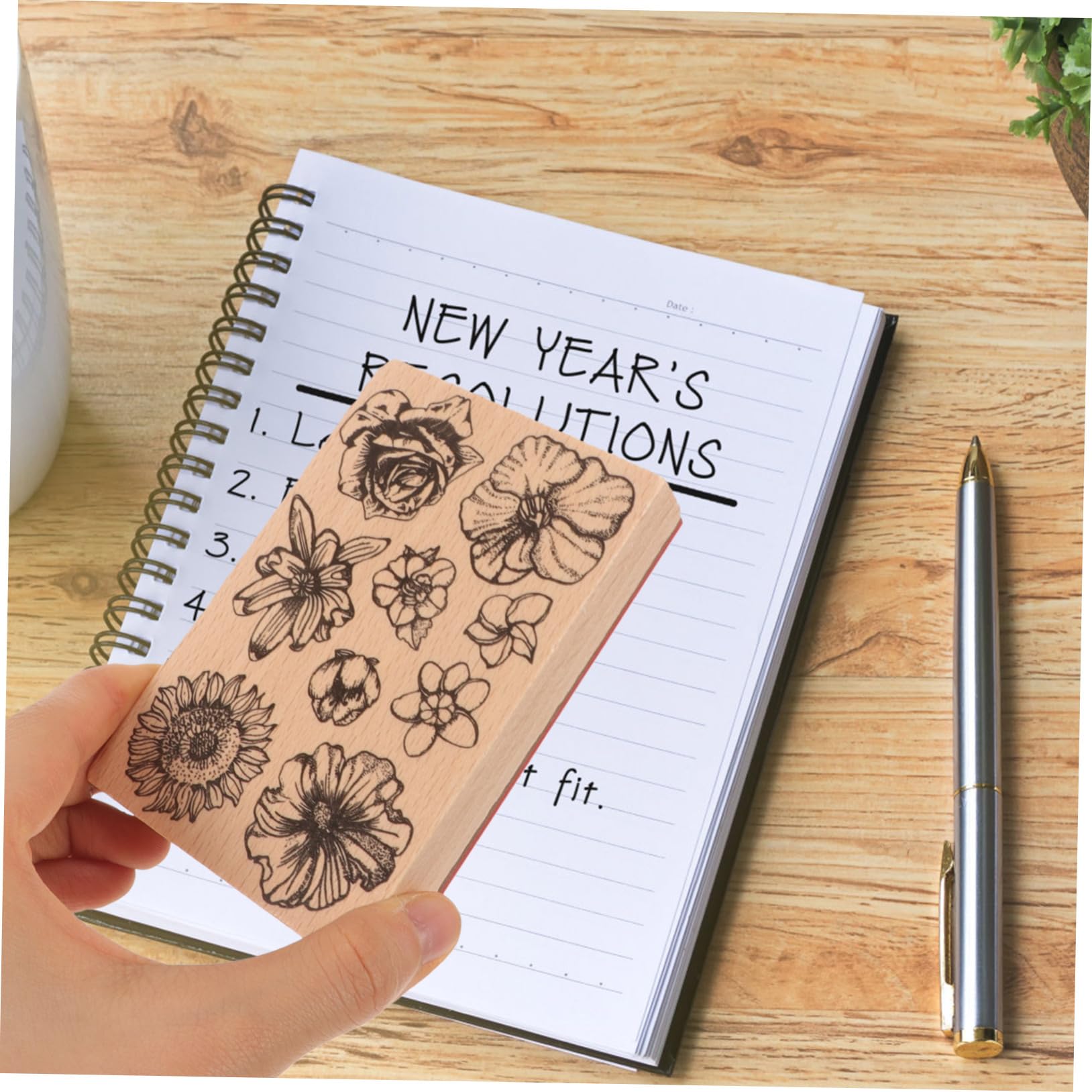 STOBOK 5 Stück Taschendekorstempel scrapbooking-stempel scrapbook stempel Stempelschnitzerei blumendeko geschenktasche Prägung Stempelkissen Brief Holzstempel Holzhandwerksstempel hölzern