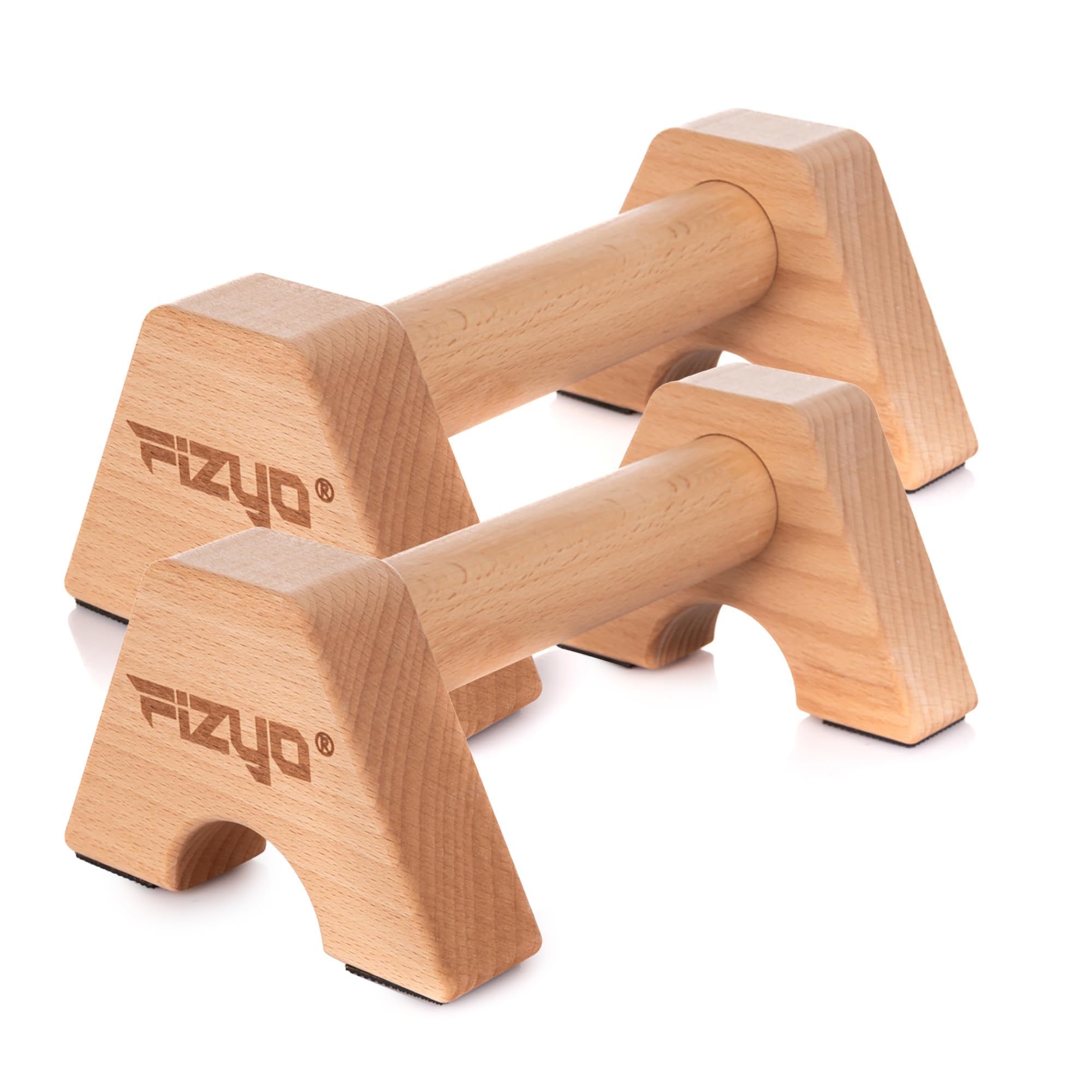 Fizyo Poignées pour Pompes en Bois, Parallettes de Callisthénie pour Entraînement de Force à Domicile, Base Antidérapante, Barres Push Up Fitness Musculation, 2 Pièces