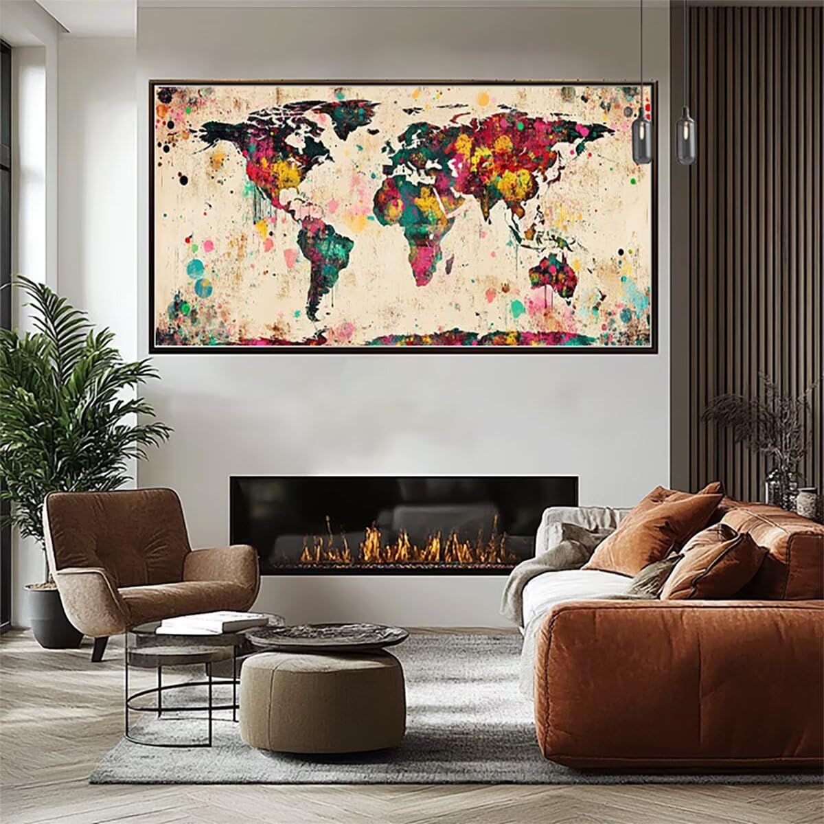 Mappa Del Mondo Dipingere con i Numeri Adulti, Paint by Numbers Mappa, Fai-da-Te Hobby Creativi Adulti Dipingere con i Numeri per Decora la Casa, Regalo Donna 60x120cm Senza Cornice, Model-0313