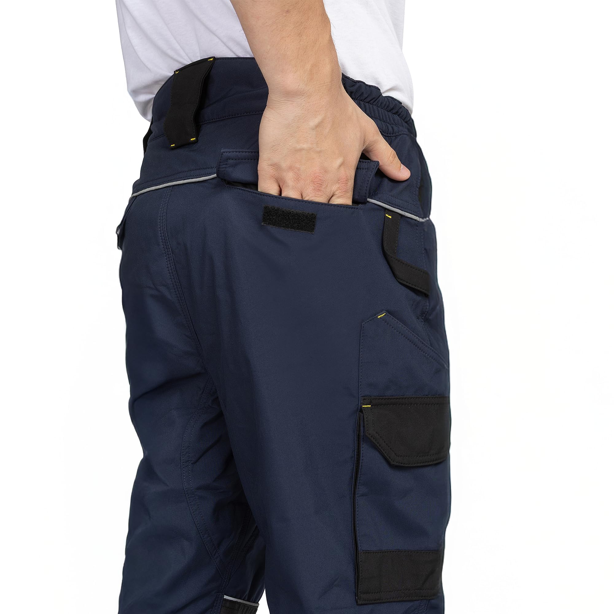 BWOLF Daytona Ice - Pantalones de trabajo para hombre de invierno, softshell con elástico mecánico, resistentes al viento, resistentes al frío, con elementos reflectantes