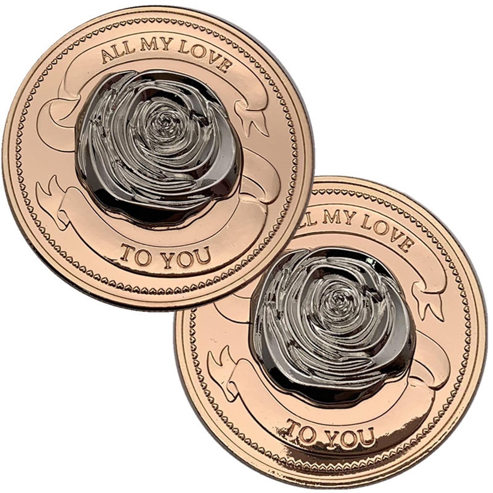 SDBRKYHEmbossed Coin Decoration, Collection Commemorative Currency Stereo Embossed Double Coin Rose Gold Souvenirs