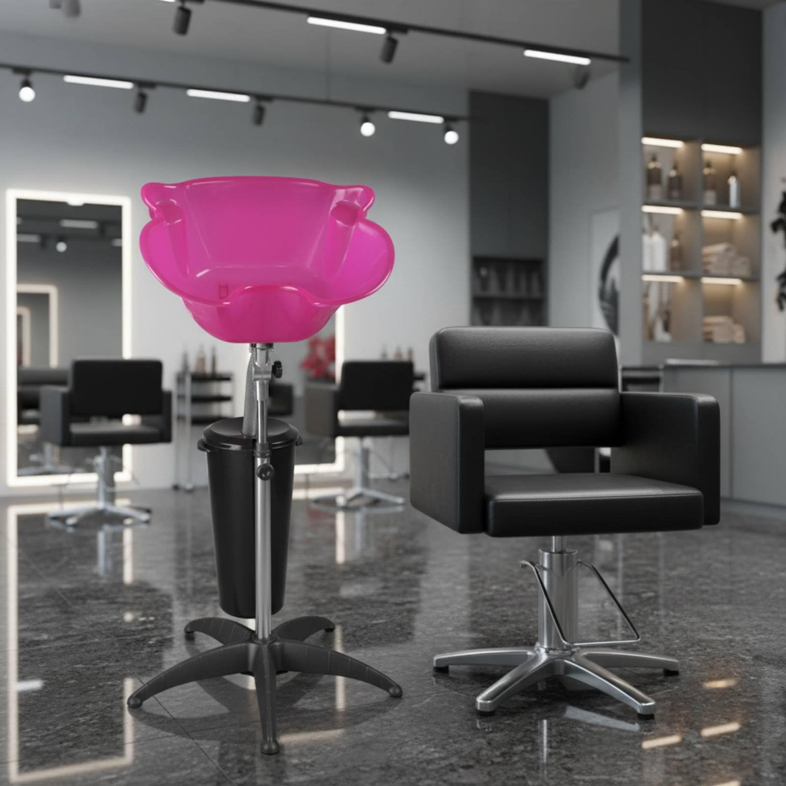 TISHITA Portable Haarwaschbecken Shampoo Becken Waschbecken Haarspülbecken Ergonomisch Ausgerichtet für Unterschiedliche Kundengrößen mit Flexibler, Rot