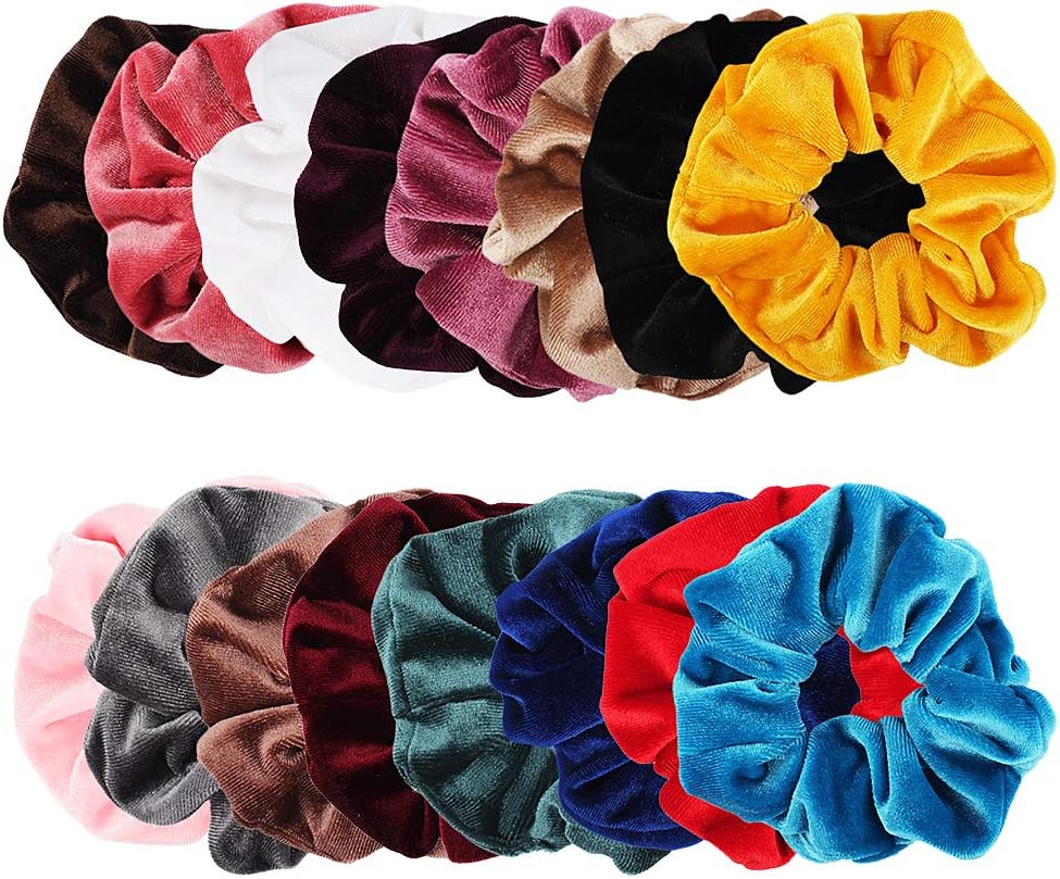 Hair Scrunchies Velvet Elastics,Soft Hair Bands Hair Ties Hair Accessories Colorful Velvet Hair Bands for Girls for Women or Girls (16 pack)
