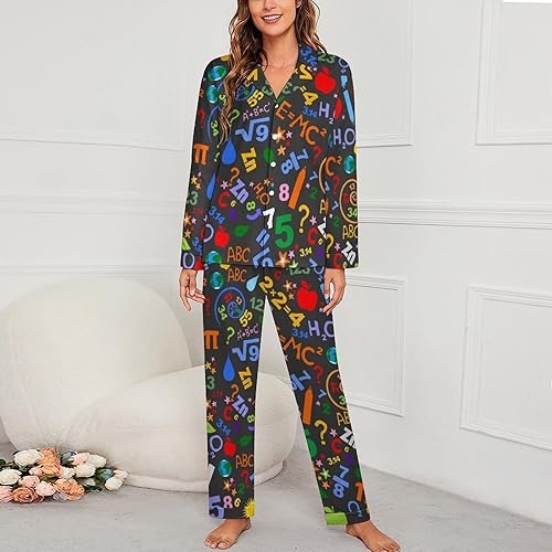 Miniatura 2 de Mathematics Formulas Science Women's Pajama Set Soft Button Down Long Sleeve Sleepwear Two Piece Lounge Set Pjs Set