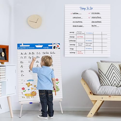 Miniatura 7 de maxtek Bloc de caballete adhesivo forrado de 25 x 30 pulgadas, papel grande con 2 paquetes de 30 hojasbloc, papel abatible mejorado con parte