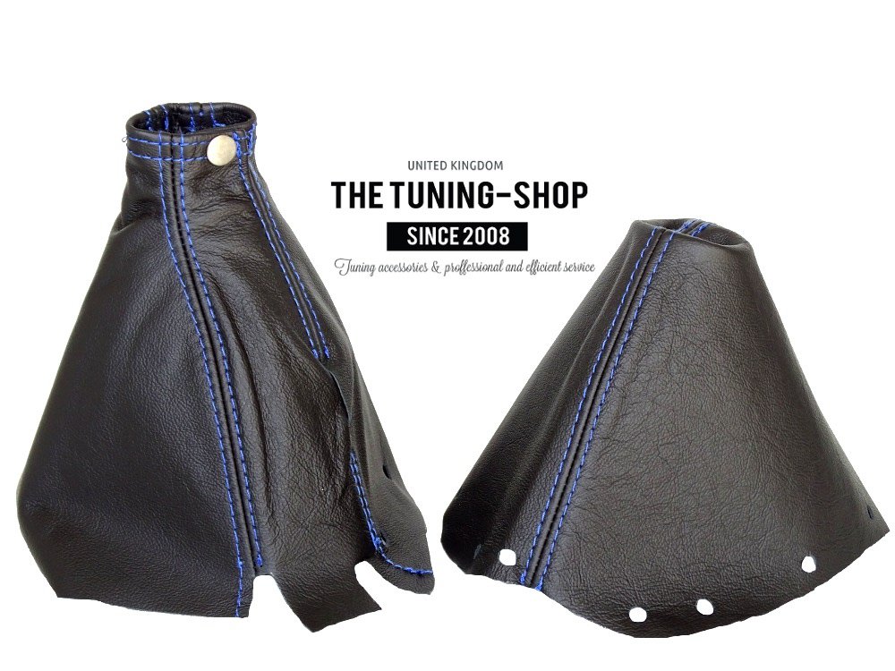 The Tuning-Shop for Nissan 300ZX 1989-2000 Shift & E Brake Boot Black Genuine Leather Blue Stitching