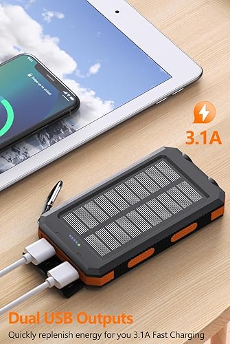 Miniatura 2 de Cargador portátil solar de 38800 mAh con carga rápida USB-C compatible con iPhone, Samsung, con 2 linternas LED y batería externa impermeable IPX5,