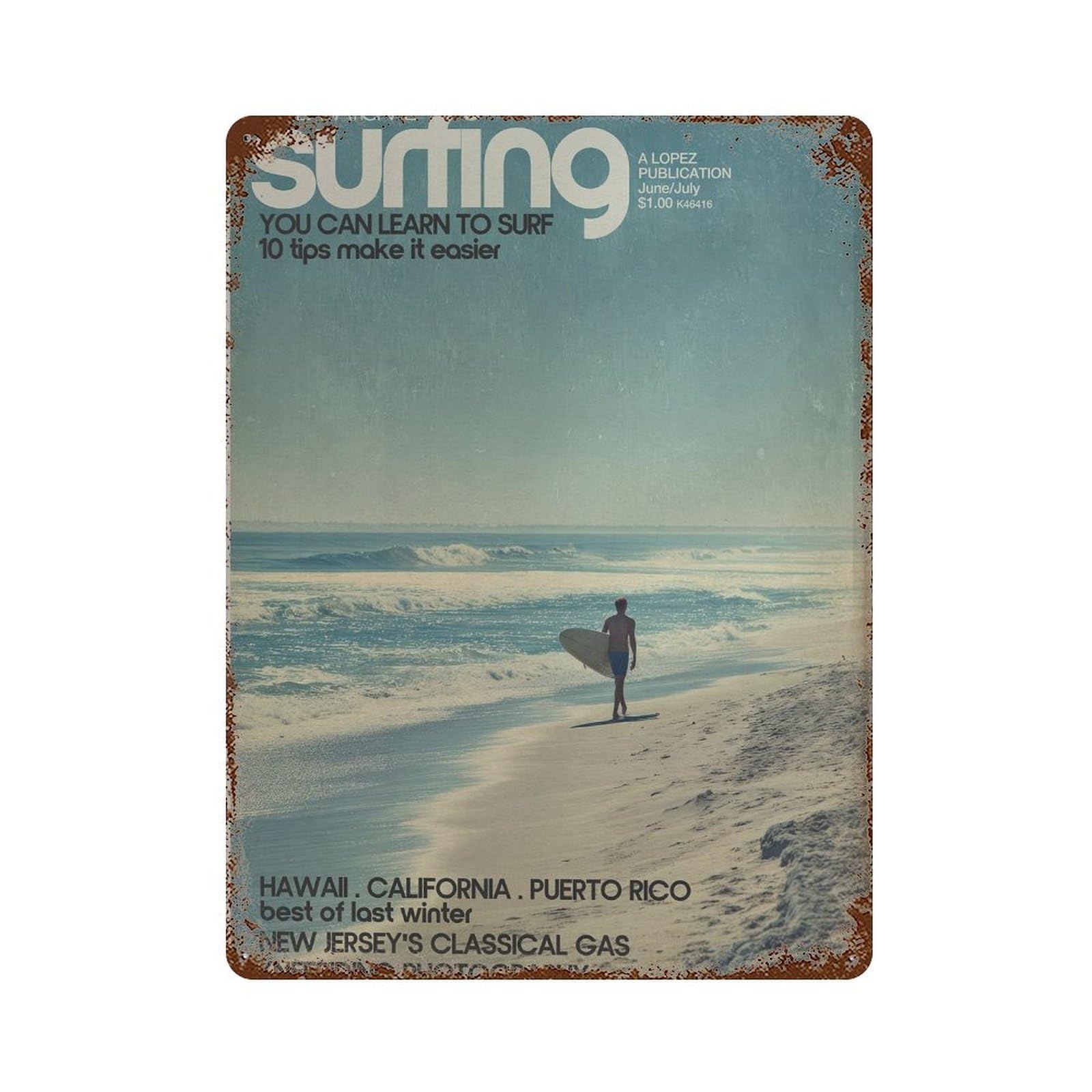 xiaoxiaoshen Surfing. Coastal Retro Beach Wall Decor Art Metal Tin Poster Modern Home Decor Art Home Bar Shop Decorations Vintage Sign 40x30cm