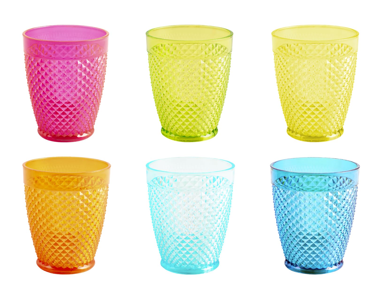 H&H Set of 12 Diamond Glasses Assorted Colours Cl35