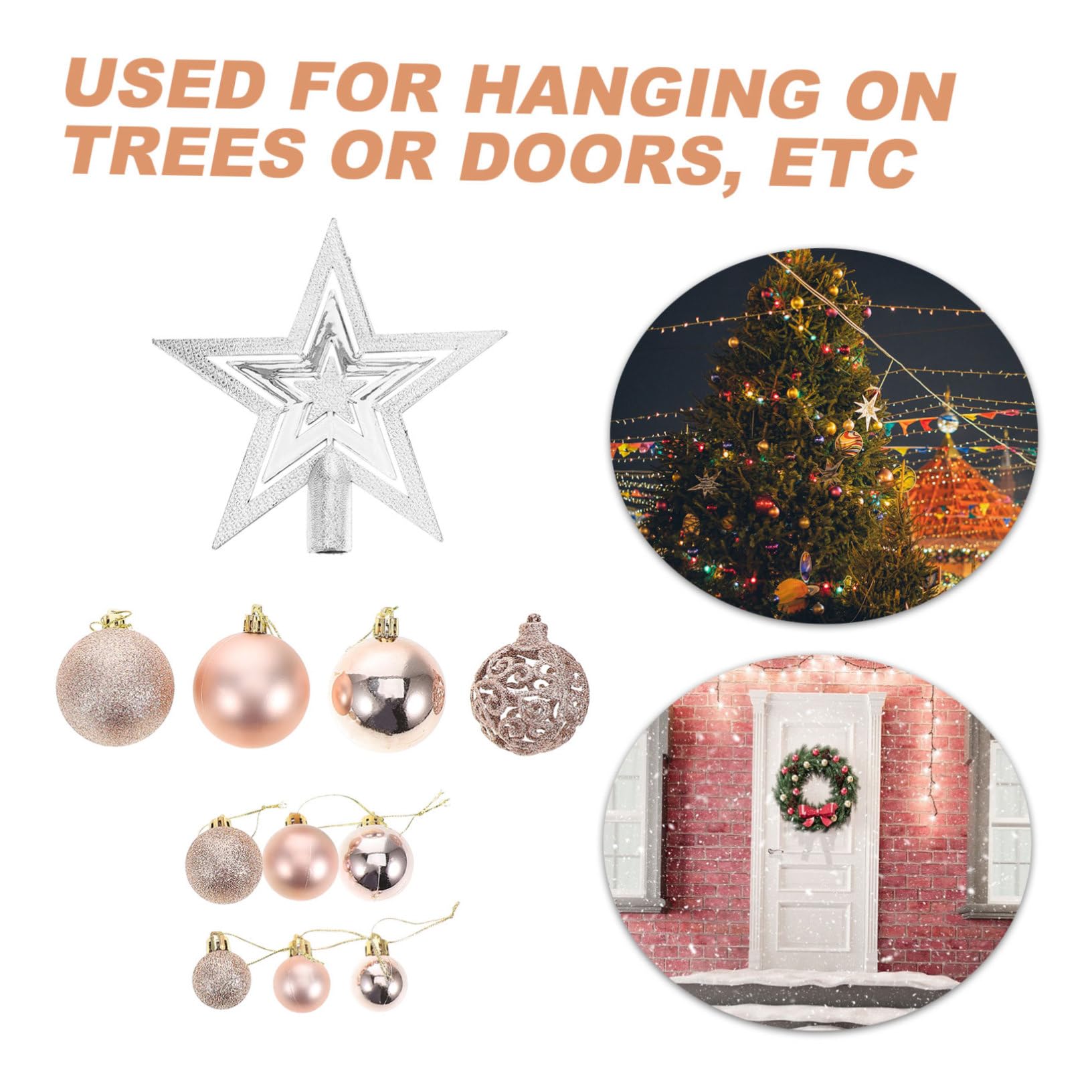 Homoyoyo 100stücke Weihnachtsbaumschmuck Hängeschmuck aus Abs-Material Weihnachtskugeln zum Aufhängen für Dekoration und Geschenke