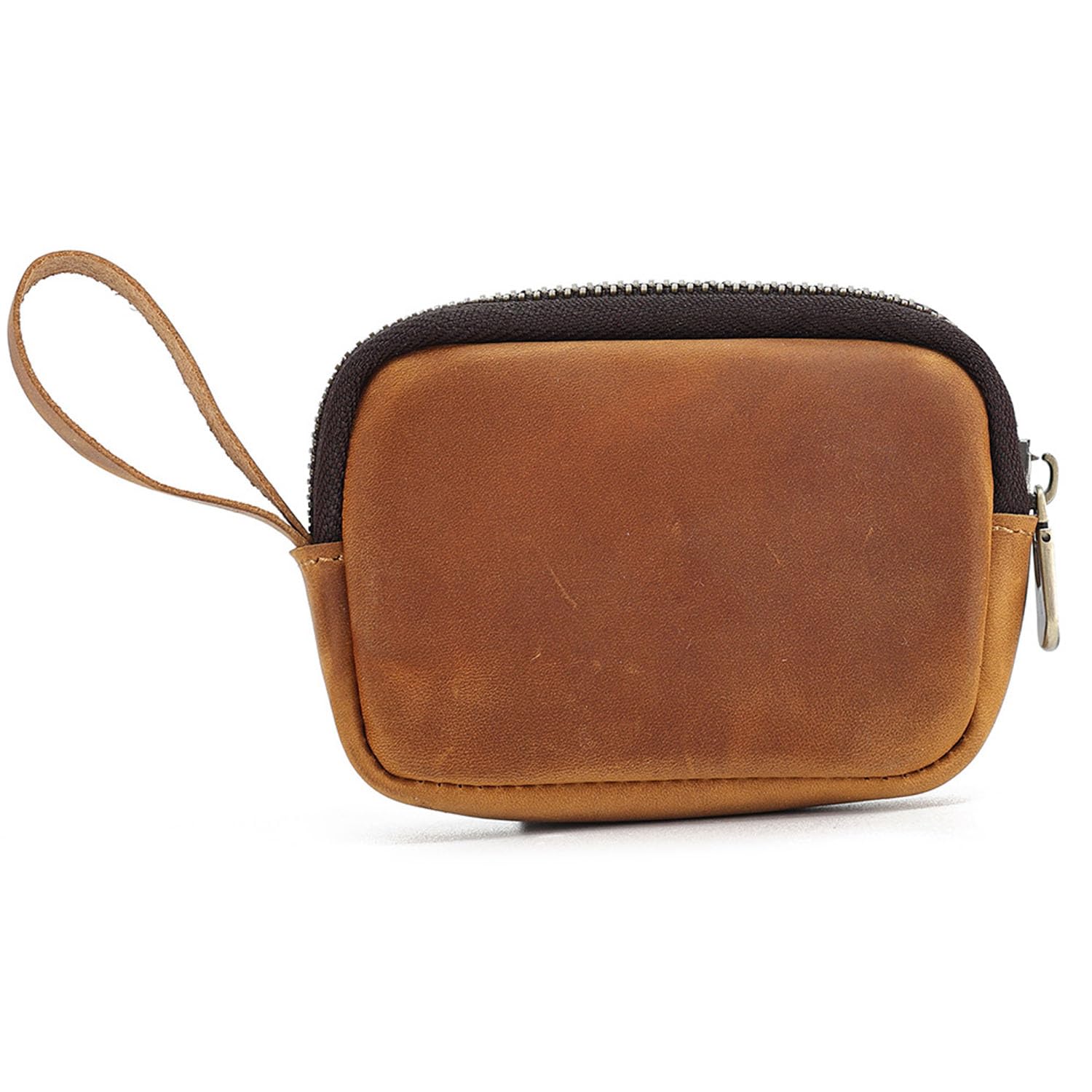 1Pcs Coin Purse Pouch For Men, Small Medieval Leather Coin Pouch With Zipper, Coin Organizer, Change Holder, Keychain Coin Purse for Men & Women (